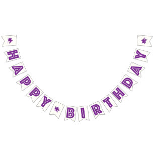 BANDERINES PURPLE TEXTO Y ESTRELLAS EN BKGD BLANCA ☆ FELIZ NA