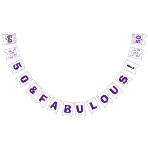 Banderines Púrpura negro Fiesta de cumpleaños número 50