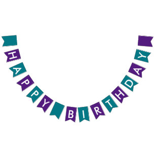 Banderines Púrpura y texto simple del feliz cumpleaños de l
