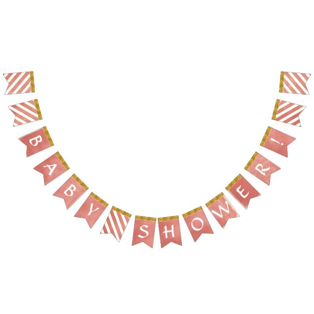 Banderines Purpurina Baby Shower Fiesta Decoración Coral Faux (Todo)