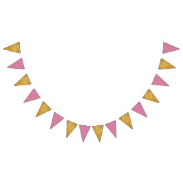 Banderines Purpurina Dorado Y Cumpleaños Rosa