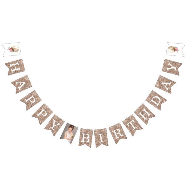 Banderines Purpurina en globo de Luxury Happy Birthday (Todo)