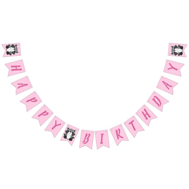 Banderines Raccoon Birday Party Pink (Todo)