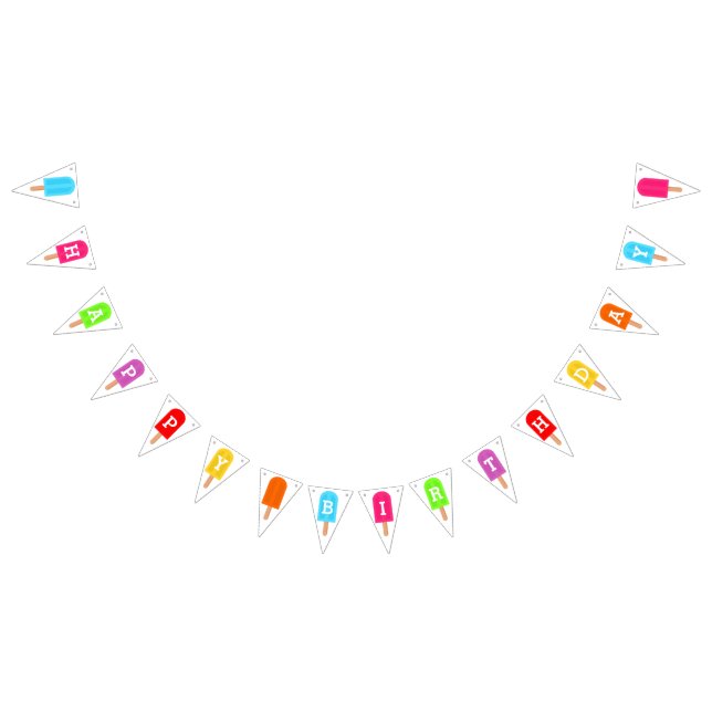 Banderines Rainbow Popsicles Kids Happy Birday (Todo)