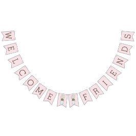 Banderines Rayas rosadas y blancas con el tarro de albañil