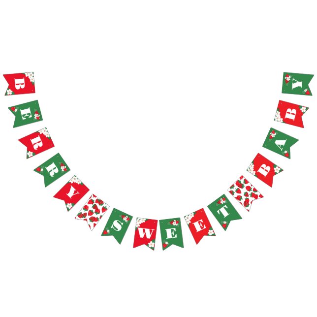 Banderines Red Berry Sweet Baby Strawberry Baby Shower (Todo)