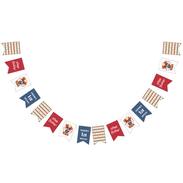 Banderines Red Blue Stripes Doggy Party (Todo)