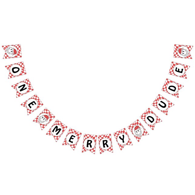 Banderines Red One Happy Dude Navidades 1er cumpleaños decoro (Todo)