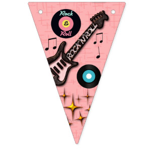 Banderines Rock n Roll Bunting de los años 50.