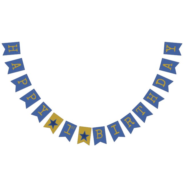 Banderines Rock Star Happy Birday Fiesta Banner Blue Gold (Todo)