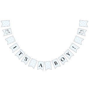 Banderines Rocking Horse Blue Gingham Baby Shower