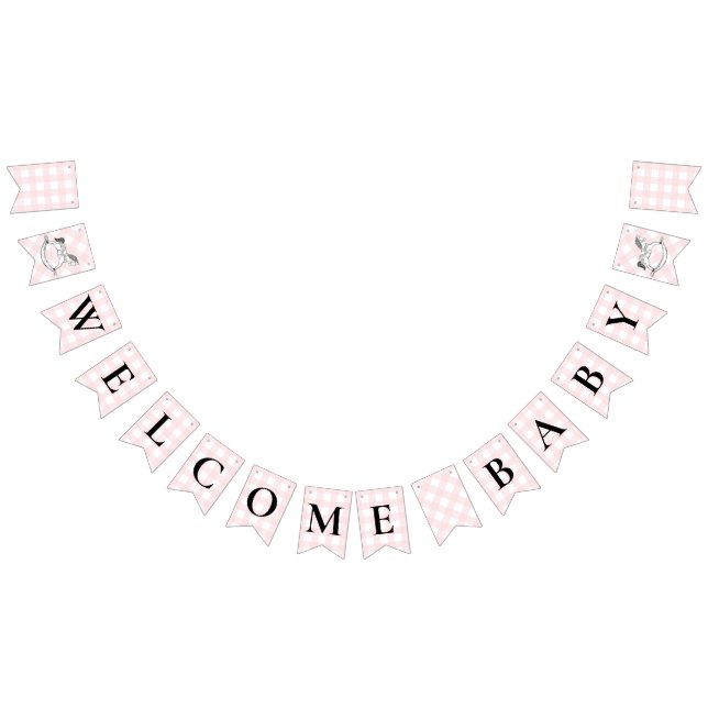 Banderines Rocking Horse Pink Gingham Baby Shower Bunting (Todo)