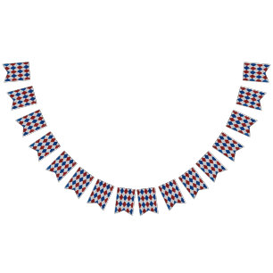 Banderines Rojo, blanco, azul argla 4 de julio Purpurina