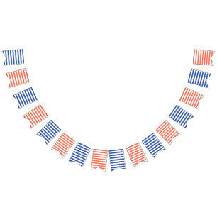 Banderines Rojo/blanco y azul/blanco rayado