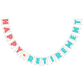 Banderines Rojo coralino del RETIRO FELIZ, turquesa, estrella