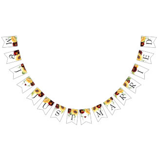 Banderines Rosa Boda de girasol acaba de casarse con un carte