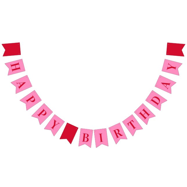 Banderines Rosa Caliente Rojo Chic Feliz Cumpleaños (Todo)