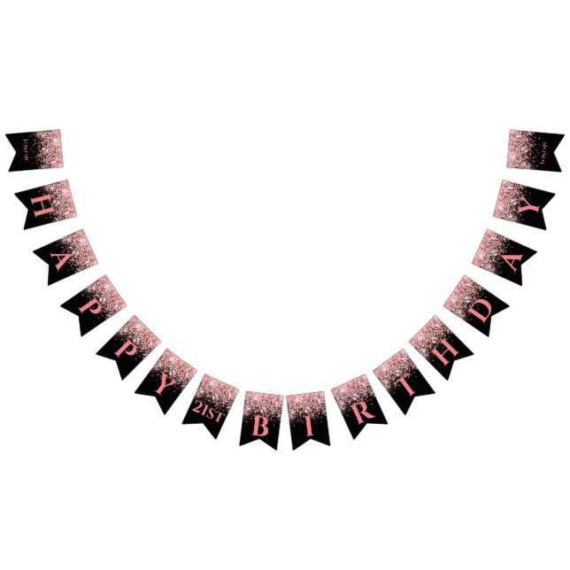 Banderines Rosa de cumpleaños oro purpurina rosa glam 21ª (Todo)