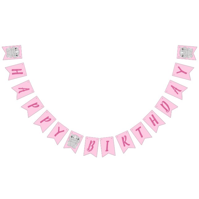 Banderines Rosa del partido de cumpleaños Rhino (Todo)