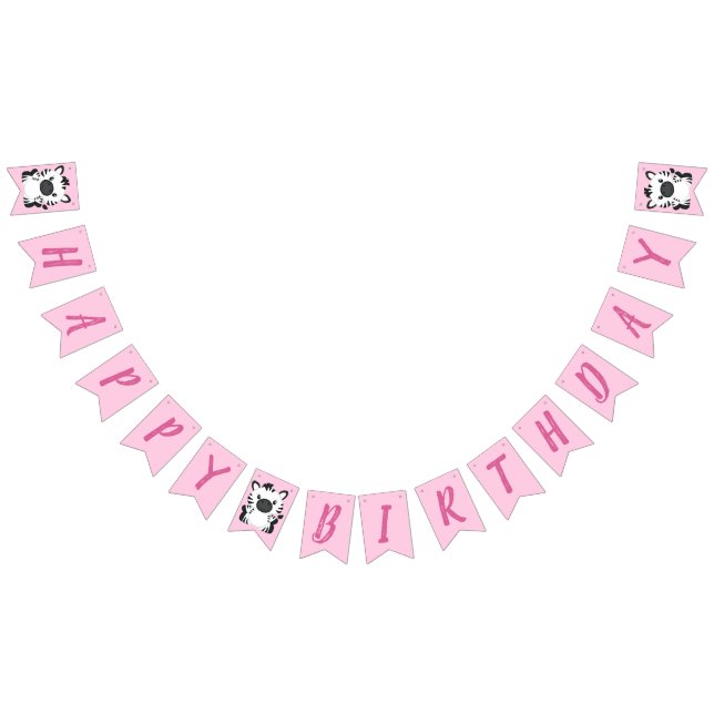Banderines Rosa del partido de cumpleaños Zebra (Todo)