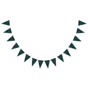 Banderines Rosa gótica elegante de boda en negro teal
