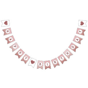 Banderines Rosa Oro Feliz Cumpleaños Moda Mujer Fiesta
