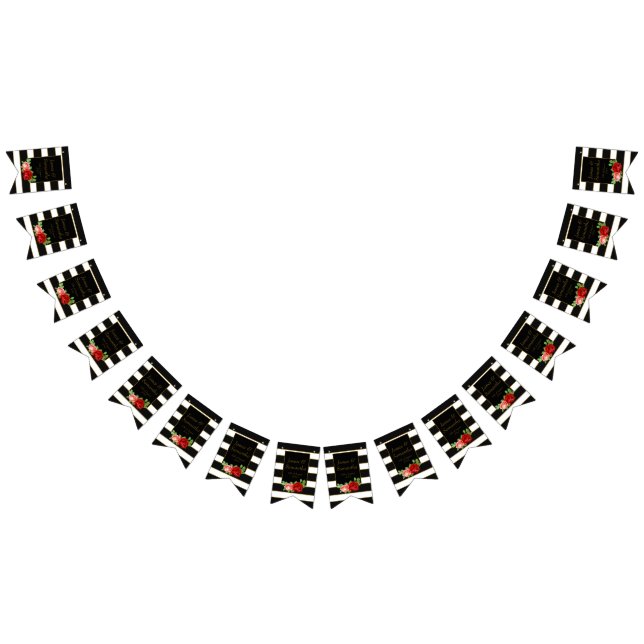 Banderines Rosa rojo, negro, blanco y raya del oro - (Todo)