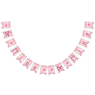 Banderines Rosa romántico y Crimson son los El día de San Val