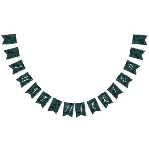 Banderines Rosa Verde azulado negro Boda gótica elegante