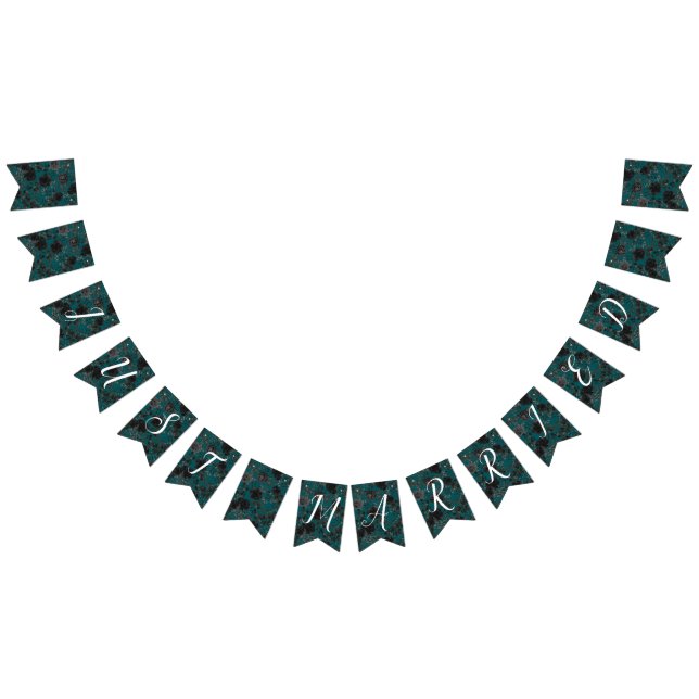 Banderines Rosa Verde azulado negro Boda gótica elegante (Todo)