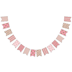 Banderines Rosa y purpurina del oro modelado