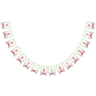 Banderines Rosas rosas rosadas de color acuático feliz cumple