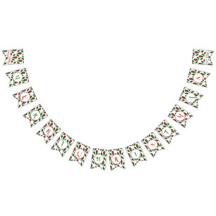 Banderines Roses rojas personalizadas Verde Holly Feliz Navid