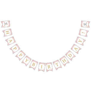 Banderines Rubor Pink Floral Elephant Birthday Baby Shower