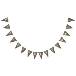 Banderines Rustic Brown Wood Look Felicitaciones