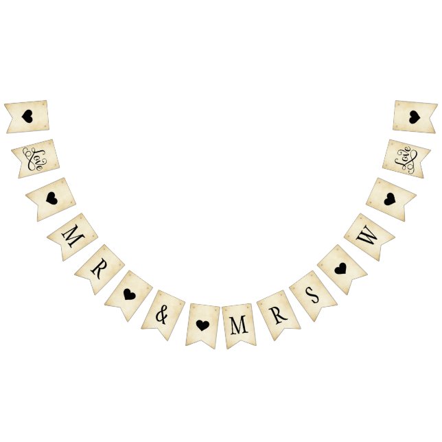 Banderines Rustic Elegant Mr. y Mrs. Personalizado Monogram I (Todo)