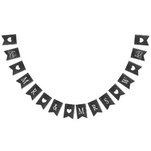 Banderines Rustic Mr and Mrs Black Chalkboard Personalizado F