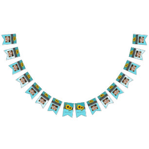 Banderines Rústico Boda Girasol Verde azulado Madera Gris Str