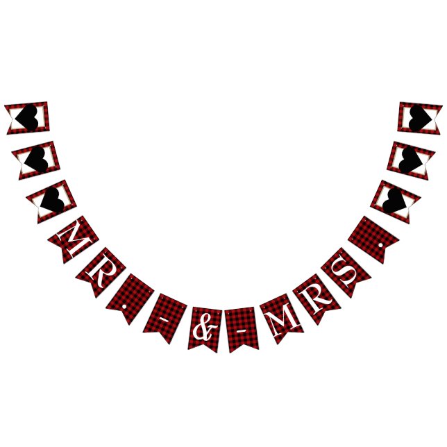 Banderines Rústico Búfalo Plaid Country Barn Sr. Sra. Boda (Todo)