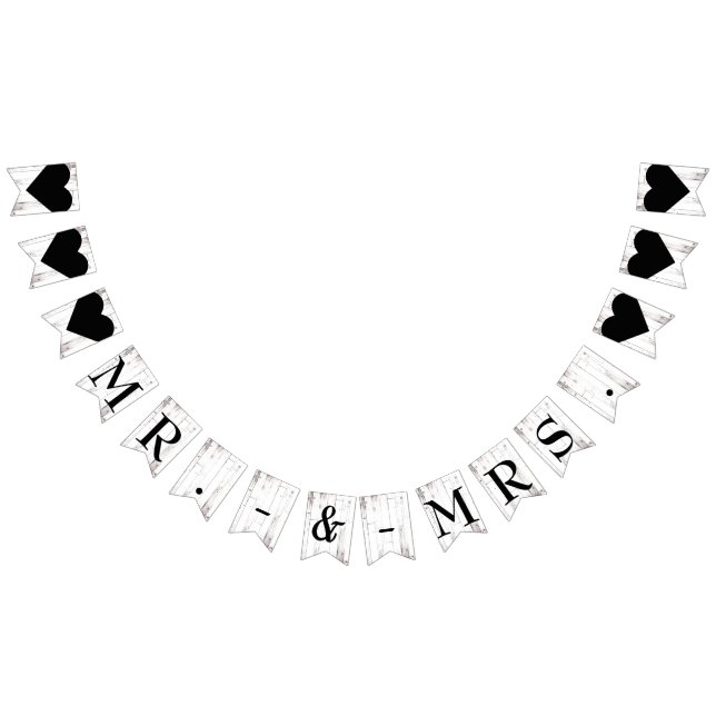 Banderines Rústico White Wood Country Barn Sr. Sra. Boda (Todo)