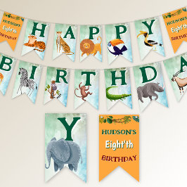 Banderines Safari animals jungle kids birthday watercolor 