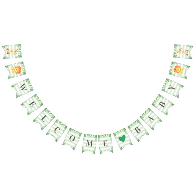 Banderines Safari Jungla Bienvenida Niño Bebé Ducha León Gira (Todo)