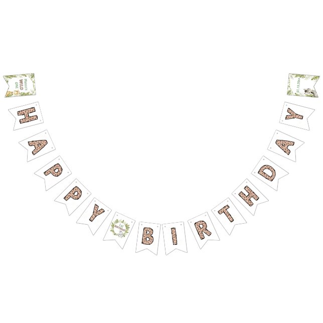 Banderines Safari Wild One Watercolor Cumpleaños (Todo)