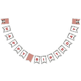 Banderines Santa Vaca cumpleaños Cow Print Cuadros Rojos