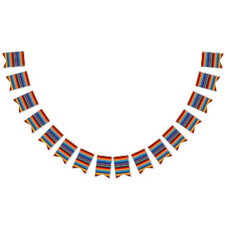 Banderines Sarape rojo mexicano de oro azul
