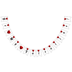 Banderines ¡Sé mi Valentín! Corazones rojos