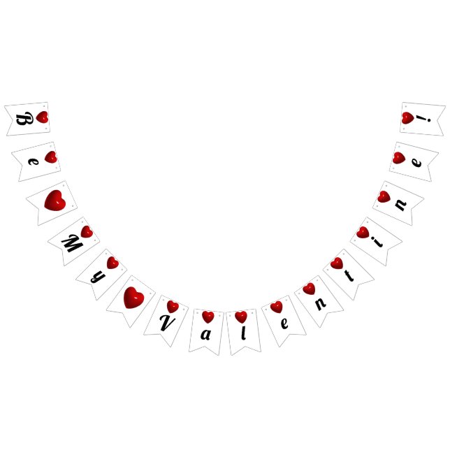 Banderines ¡Sé mi Valentín! Corazones rojos (Todo)