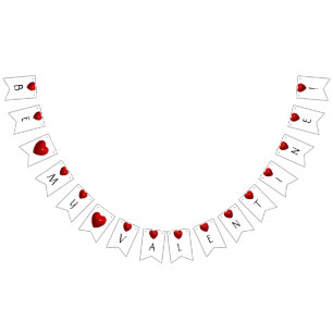 Banderines ¡Sé mi Valentín! Corazones rojos