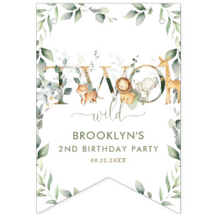 Banderines Selva de animales Verdor Dos salvajes cumpleaños s