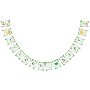 Banderines Selva Safari Bienvenida Bebé Ducha León Girafa